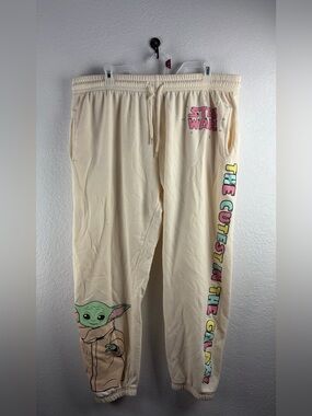 Star Wars Women’s  Baby Yoda Cream Sweat pants  - Size 3X